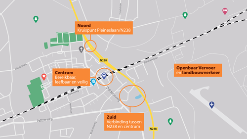 plattegrond locaties Nieuwe verbindingen Noord, Centrum en Zuid